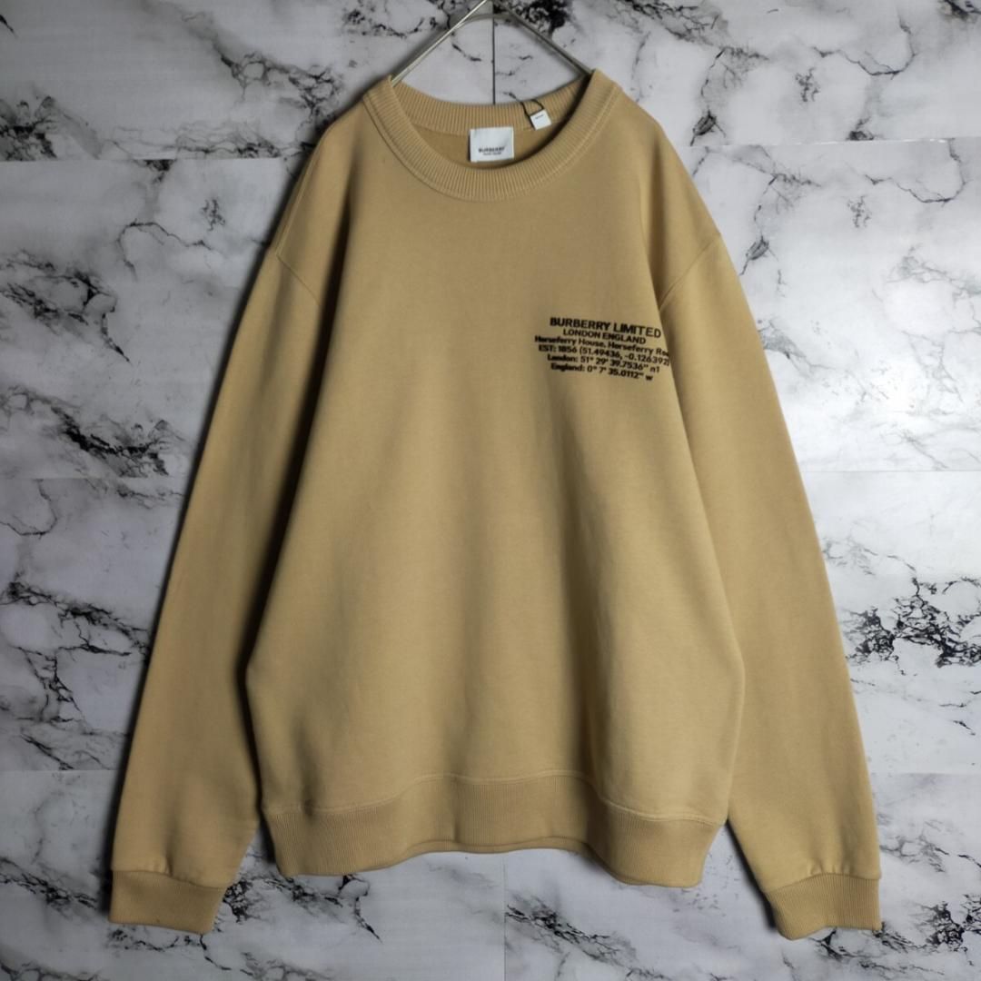 バーバリー　ロンドン　イングランド　タグ付き　未使用品 タグ付・未使用級】BURBERRY スウェット M ベージュ 刺繍ロゴ ワン