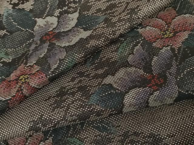 平和屋着物 本場大島紬 泥染め カタス7マルキ 草花文 正絹 cs