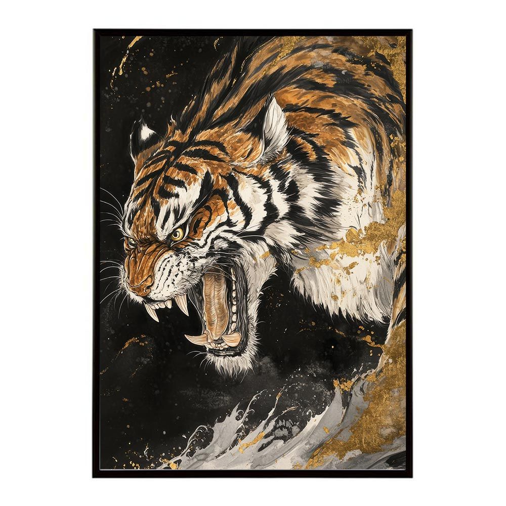 A3サイズ(約30×42cm)】【lh-poster-10510】トラ 虎 絵画 掛け軸風 A3サイズ(約30×42cm)】【lh-poster-10510】トラ 虎 絵画 掛け軸風