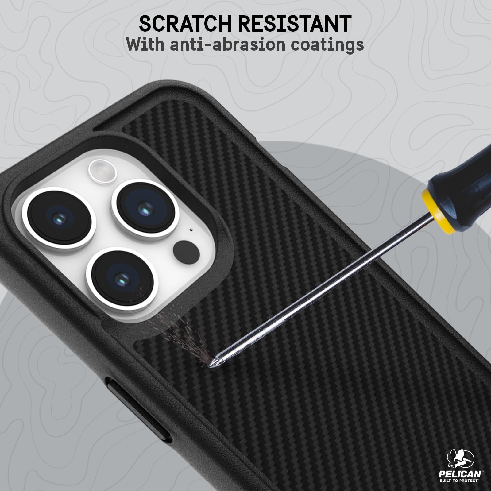 Pelican iPhone 15 Pro 用 ハイブリッド ケース 抗菌 米軍MIL規格 落下テスト4.5 mクリア MagSafe対応 プロテクター カーボン Pr Protector Carbon - MagSafe