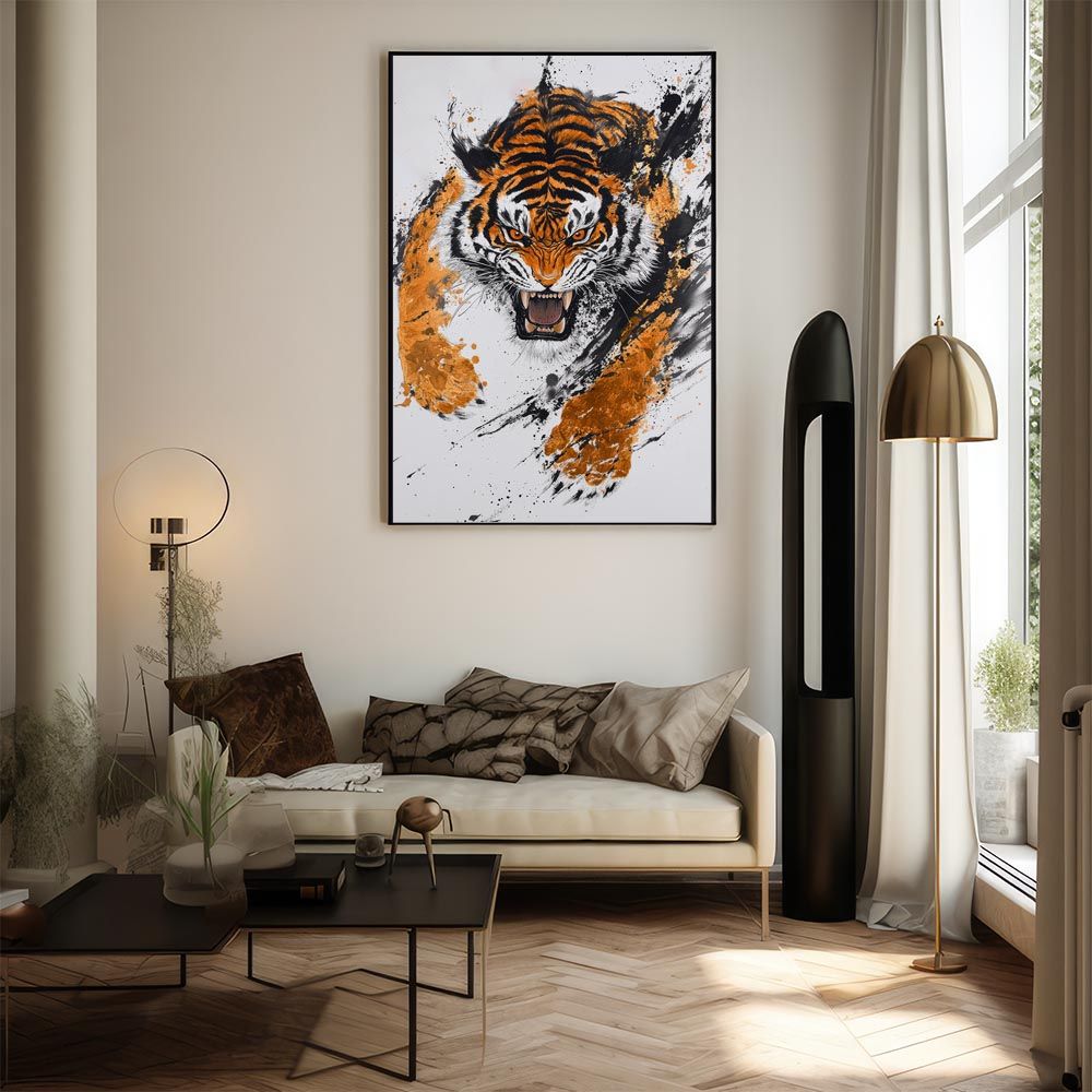 A2サイズ（約42x59cm）】【lh-poster-10519】トラ 虎 絵画 掛け軸風