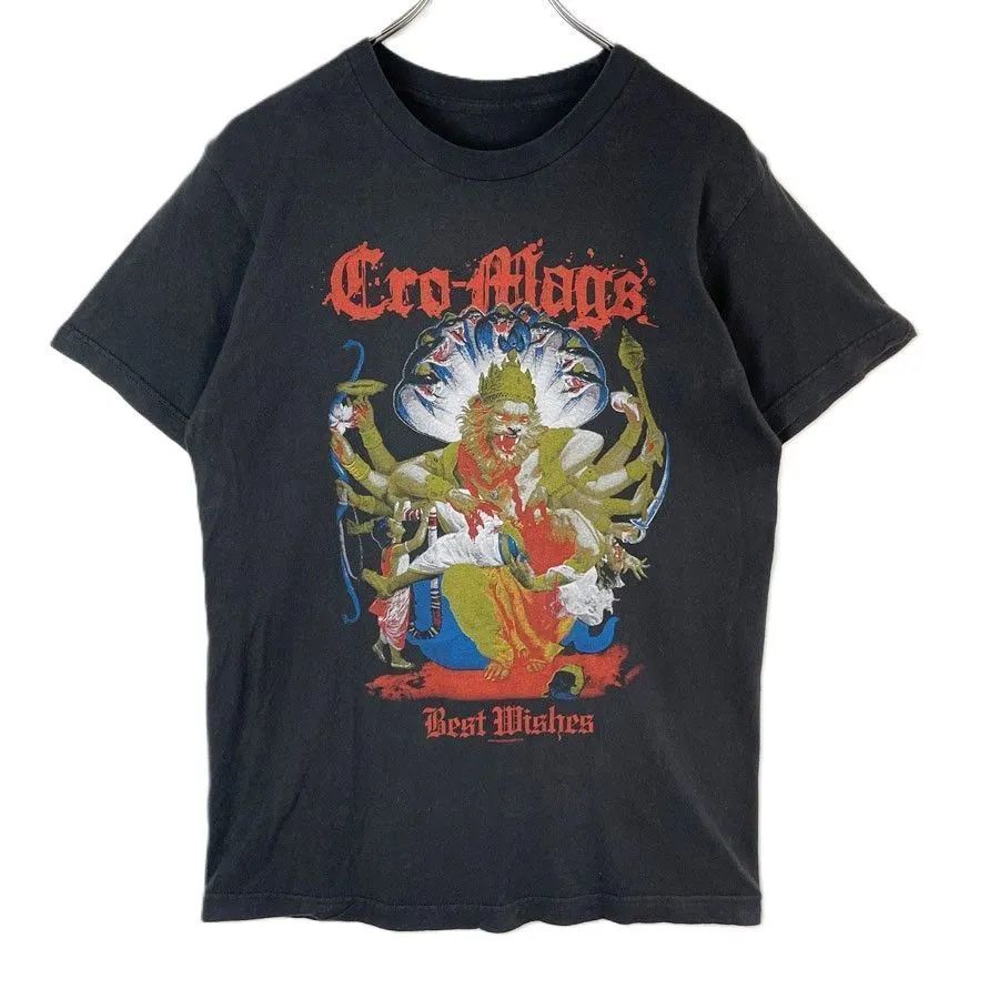 クロ・マグスCroMags半袖TシャツパンクバンドTシャツバンTロックTツアーdown but not outベストウィッシュbest wishes神ヴィシュヌ両面プリント黒ブラック赤レッドフェード大判プリントデカプリントvintageヴィンテージ51022