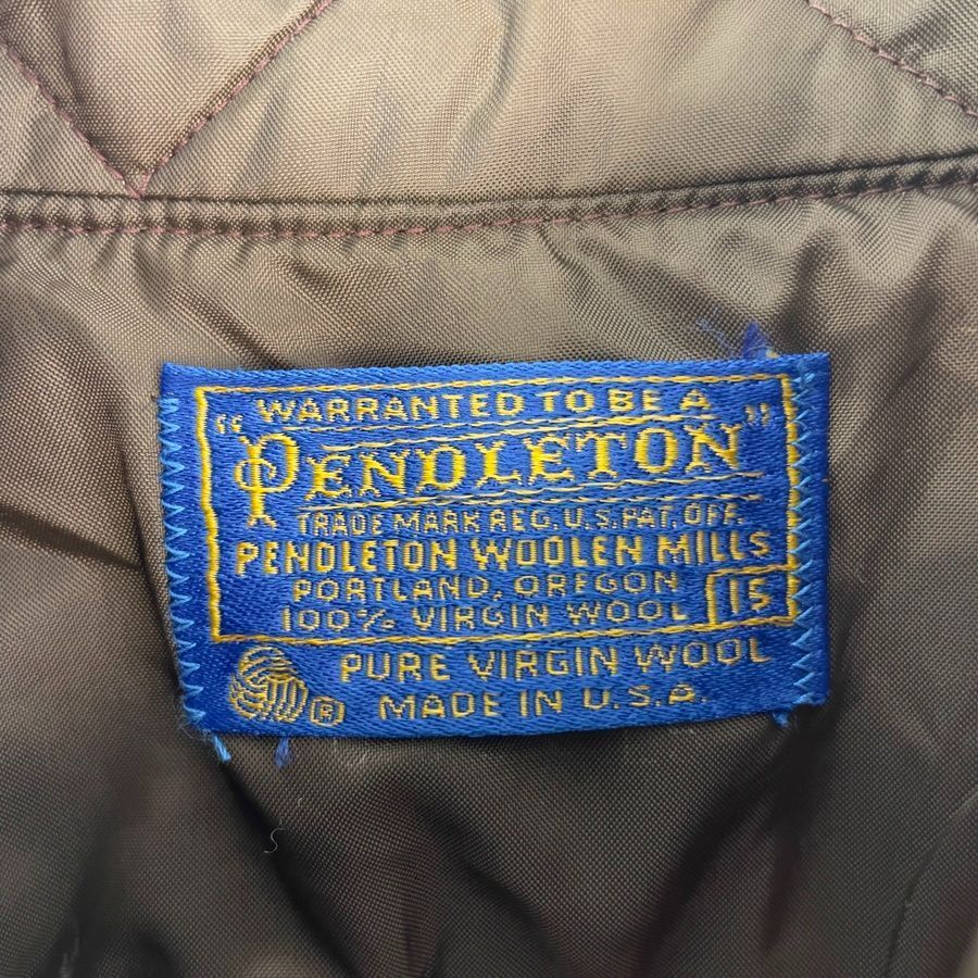 70sUSA製ペンドルトンPendleton長袖ウールシャツフランネルシャツゴツネルチェック柄マルチカラー好配色ブラウン茶色ベージュデカ襟y2kアメトラレトログランパコアグランマコアvintageヴィンテージ51107