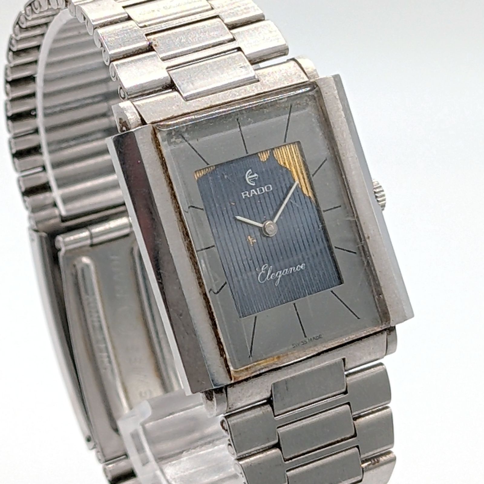 RADO 396.5015.4 Watch Hand-Winding Men s Silver Y 2 K 00 Vintage ラドー エレガンス 時計 手巻き式 メンズ シルバー スクエア 青文字盤 ヴィンテージ 稼働品
