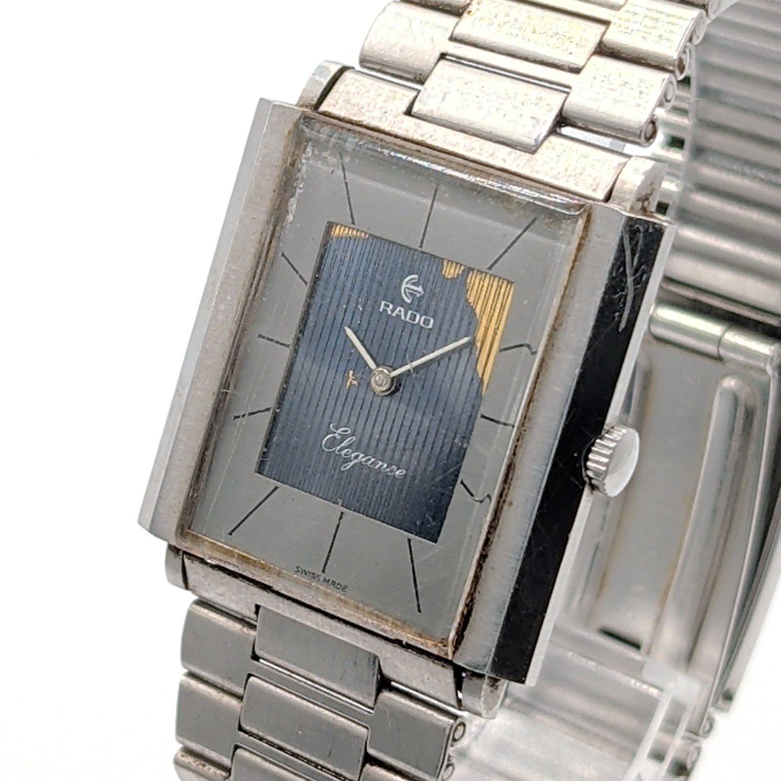 RADO 396 5015 4 Watch Hand Winding Men s Silver Y 2 K 00 Vintage ラドー エレガンス 時計 手巻き式 メンズ シルバー スクエア 青文字盤 ヴィンテージ 稼働品