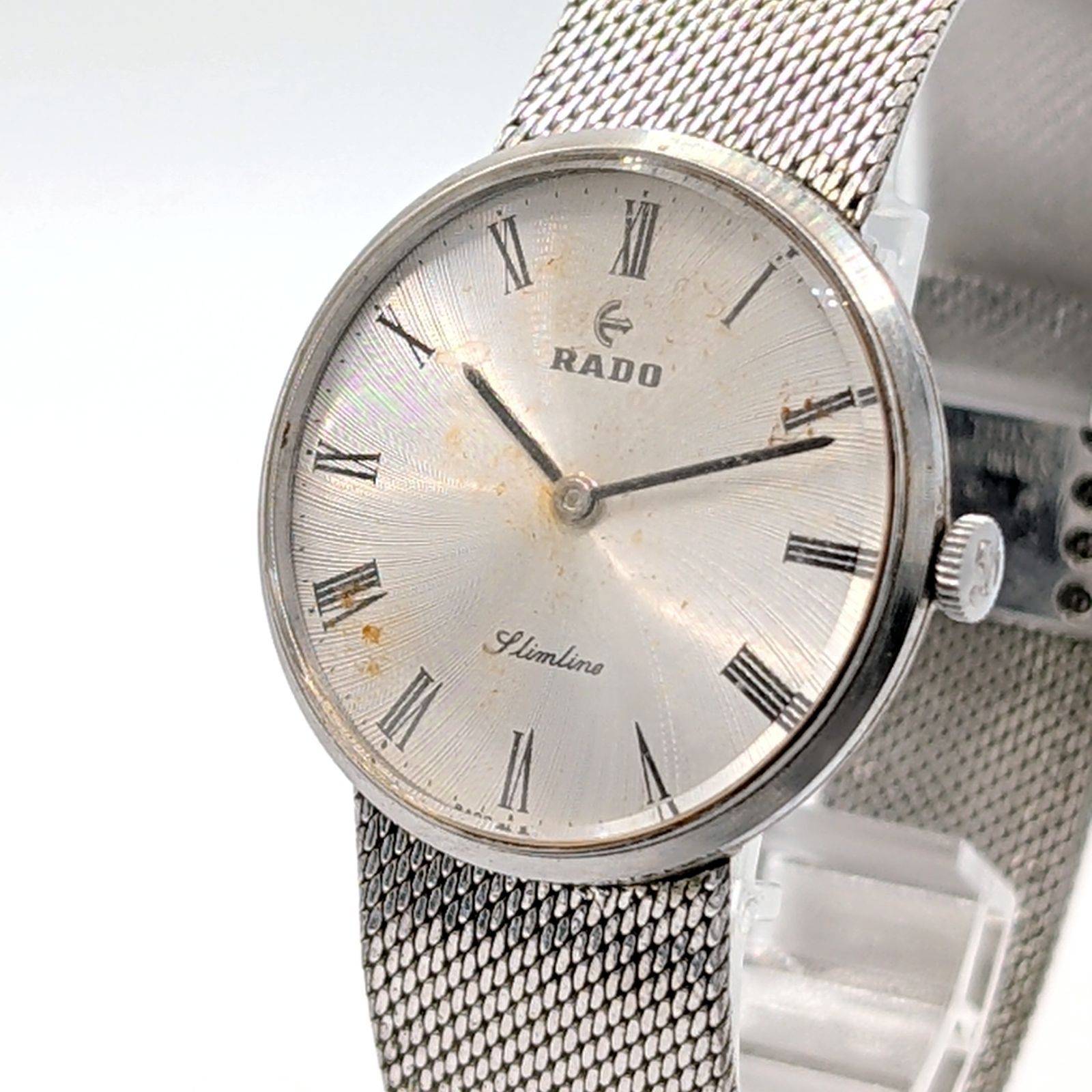 RADO Slimline Watch Hand Winding Ladies Silver Round Y 2 K 00 S Vintage ラドー スリムライン 時計 手巻き式 レディース シルバー ラウンド ヴィンテージ 稼働品