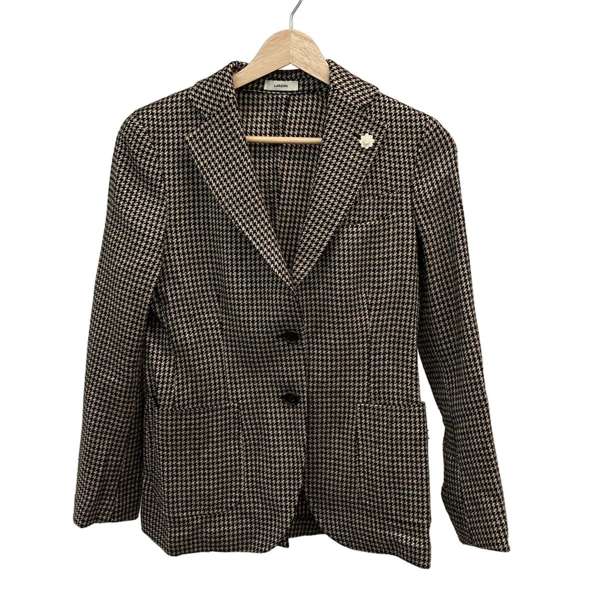 極美品 LARDINI ラルディーニ ジャケット 黒ベージュ 格子柄 44 M 極美品 LARDINI ラルディーニ ジャケット 黒ベージュ 格子柄 44 M