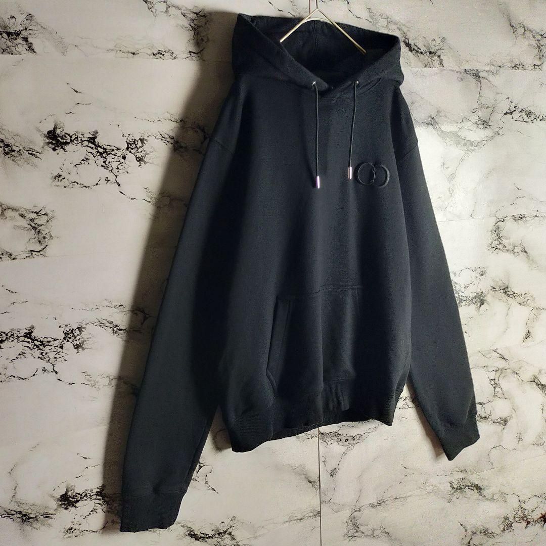 最高級】Dior CDアイコン 刺繍ロゴ パーカー M 黒 ブラック ディオール 