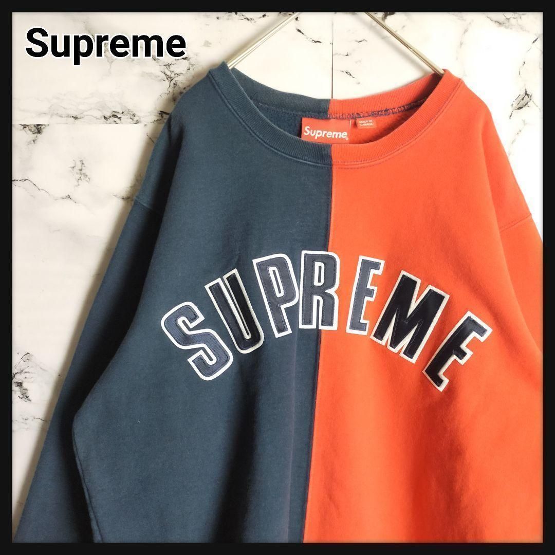 希少】Supreme シュプリーム パーカー M アーチロゴ 刺繍 ネイビー 赤 