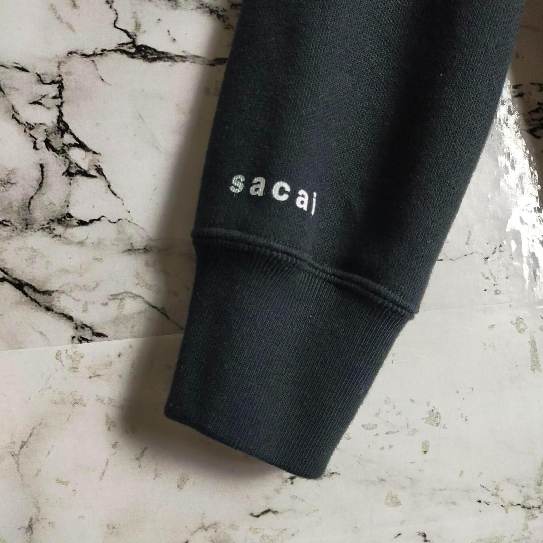 激レア】sacai × KAWS パーカー 1(M相当) 黒 フェルトロゴ コラボ