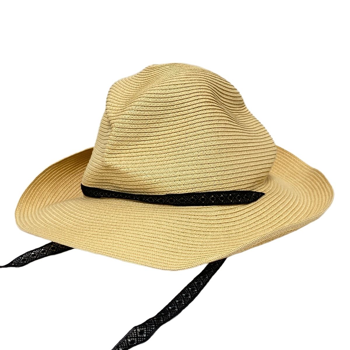 mature ha マチュアーハ ハット ベージュ 黒 ストローハット