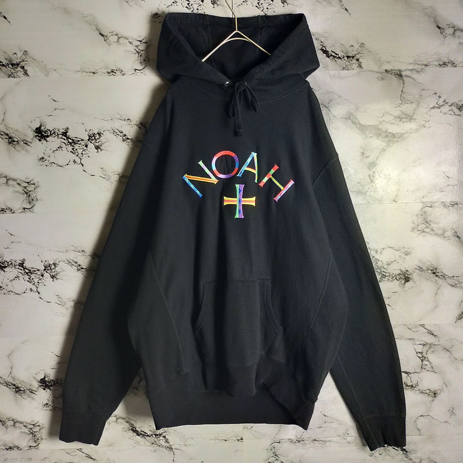 希少】NOAH ノア パーカー XL 黒 センターロゴ 刺繍 ブラック 