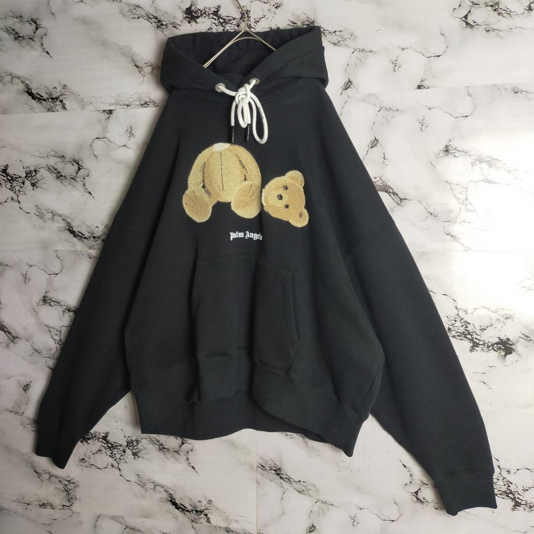タグ付・正規品】Palm Angels パーカー M テディベア ベアロゴ 黒 
