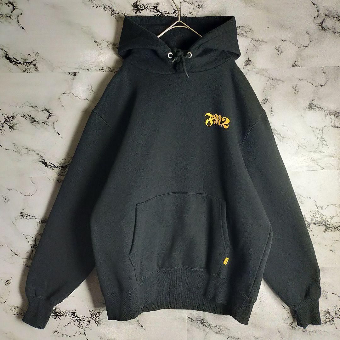 【人気Lサイズ】FR2♤うさぎビッグロゴフルジップパーカー　即完売　b6 人気】FR2 パーカー L 黒 うさぎ 兎 バックプリント ビッグロゴ エフ