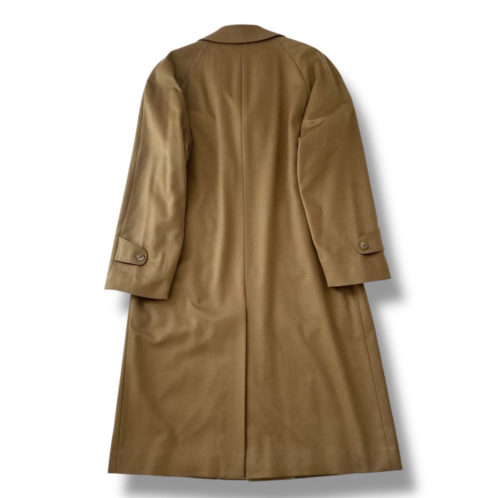 極美品　カシミヤ100％　ロング　ステンカラーコート　キャメル　LL 比翼 PIACENZA ピアチェンツァ カシミヤ100% ステンカラー ロングコート