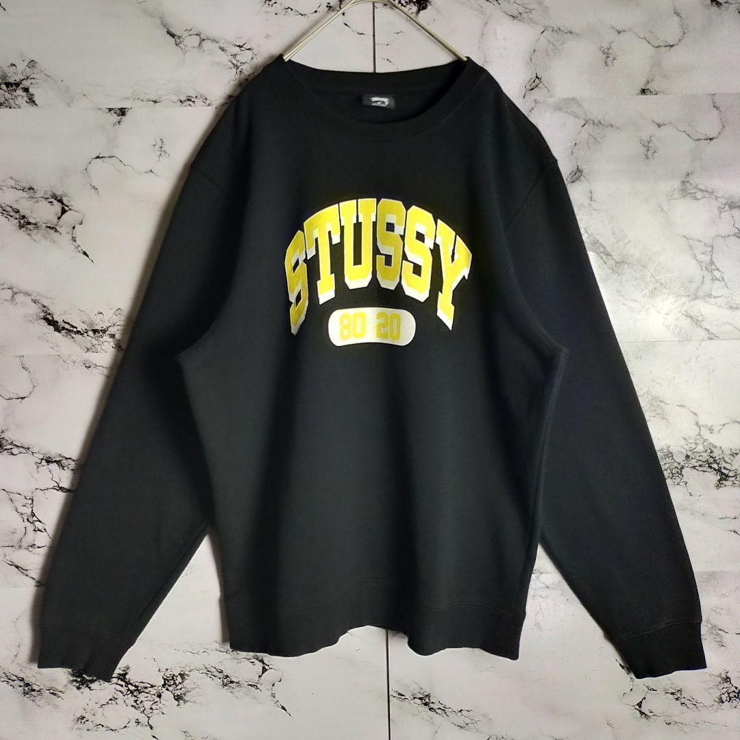 定番】STUSSY ステューシー スウェット M 黒 センターロゴ 刺繍 