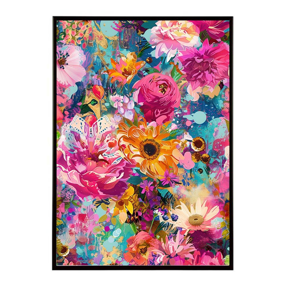 花の絵画 金属製フレーム付き A4サイズ（約21x30cm）】【lh-poster-10908】アーティスティック