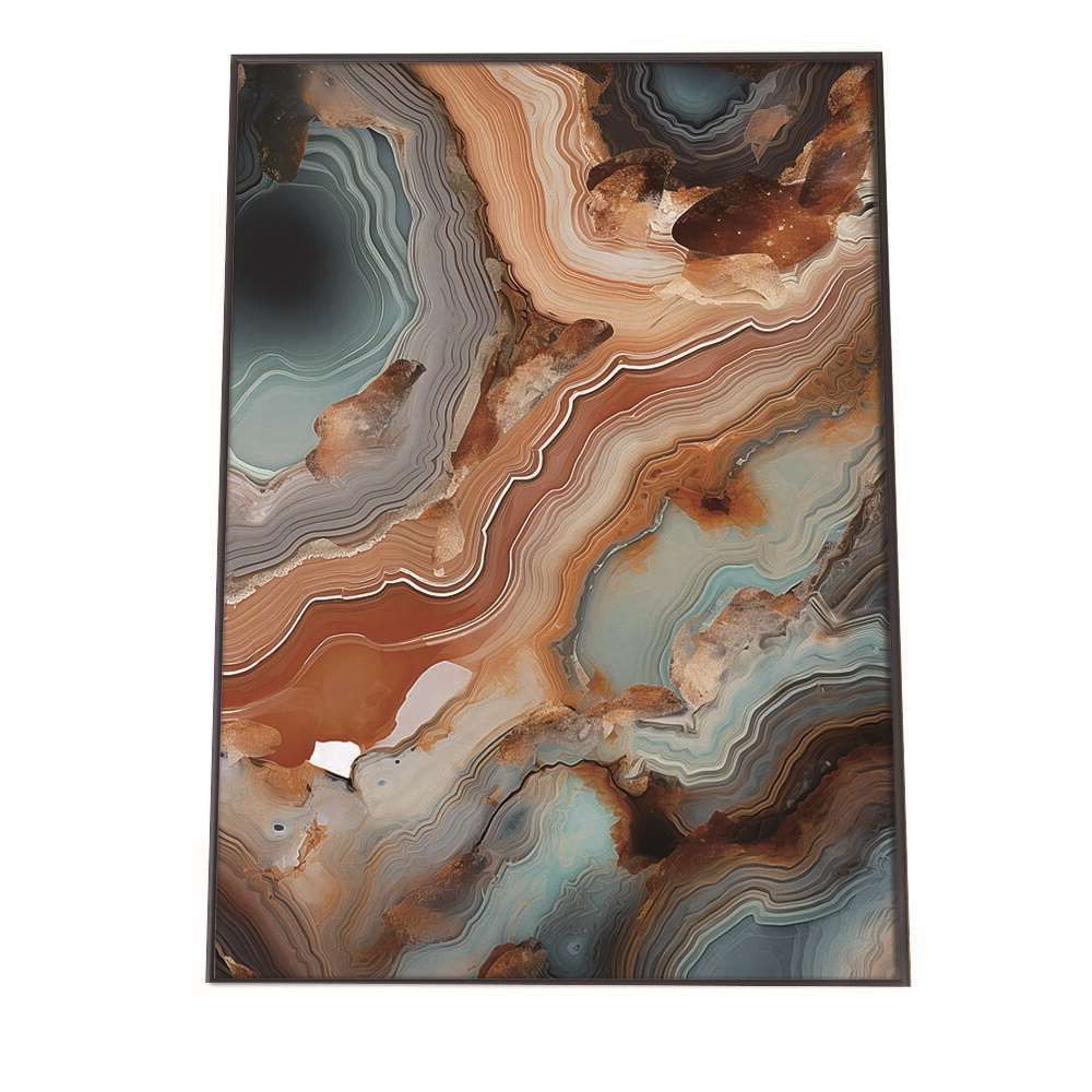 【A2サイズ（約42x59cm）】【lh-poster-1094】アゲートスライス メノウ マーブル 大理石 ポスター フレーム付き パワーストーン ジュエリー 石 琥珀 カラフル