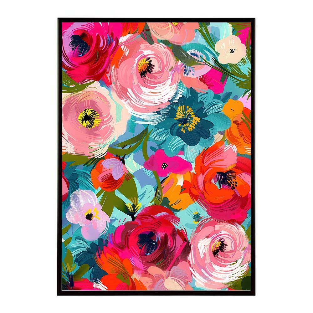 【A2サイズ（約42x59cm）】【lh-poster-11027】アーティスティックフラワー ポスター フレーム付き 花 絵画 アート 画家 名画 コンセプトアート 油絵 水彩画 絵具 リビング 寝室 玄関 インテリア