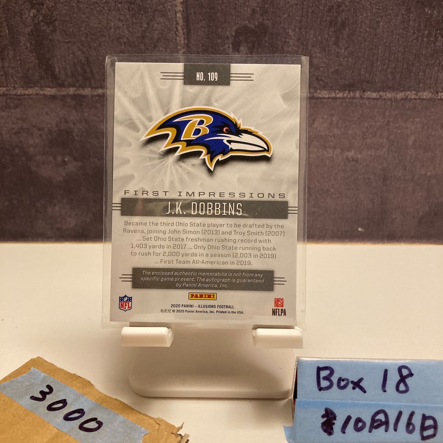 2020 Panini Illusions J.K. Dobbins 092/299 直筆サインカード