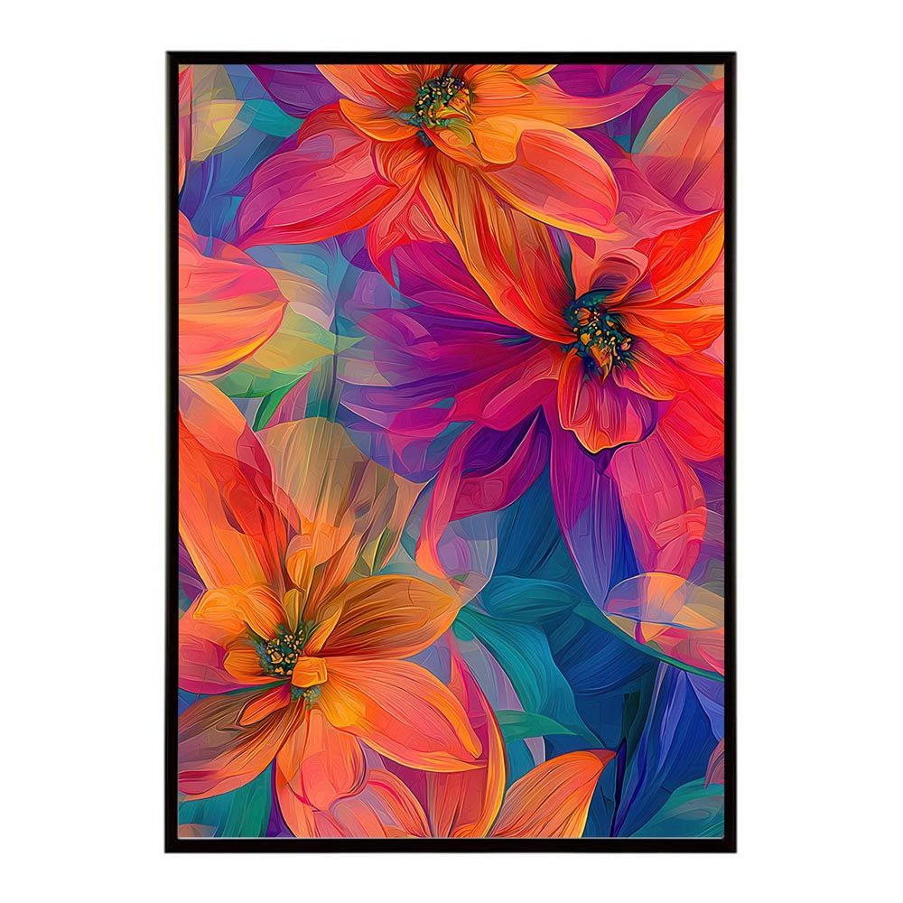 【B1サイズ（約73x103cm）】【lh-poster-11068】アーティスティックフラワー ポスター フレーム付き 花 絵画 アート 画家 名画 コンセプトアート 油絵 水彩画 絵具 インテリア雑貨 壁飾り 北欧風 アート