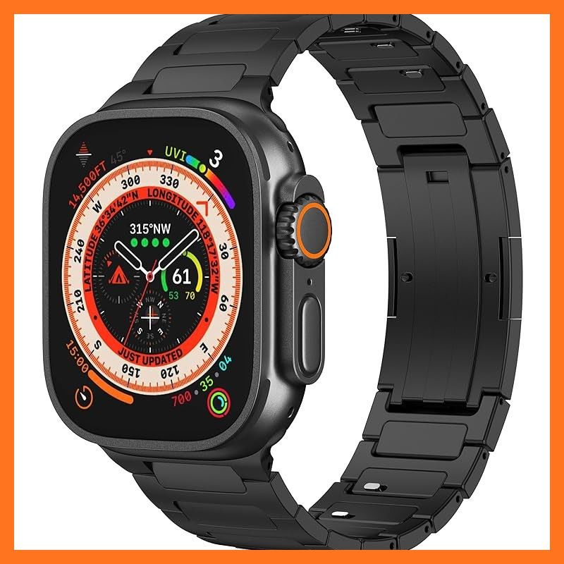純チタン製 Zumyzu コンパチブル アップルウォッチ バンド Ulrta 3 2 1 Series 11 10 9 8 7 6 5 4 対応 Apple Watch メタル ベルト 49 mm 46 45 44 超軽量 工具不要で長 0