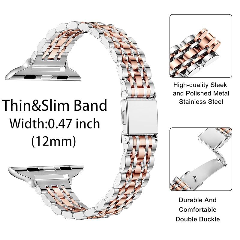 【新品】 [MioHHR] スリムメタルバンドは、アップルウォッチバンド42mm（シリーズ11/10） 41mm 40mm 38mmと互換性があり、女性のiWatchバンドシリーズ9 8 7 6 5 4 3 2 1 SE3 SE2 SE 用のドレッシーなス 1