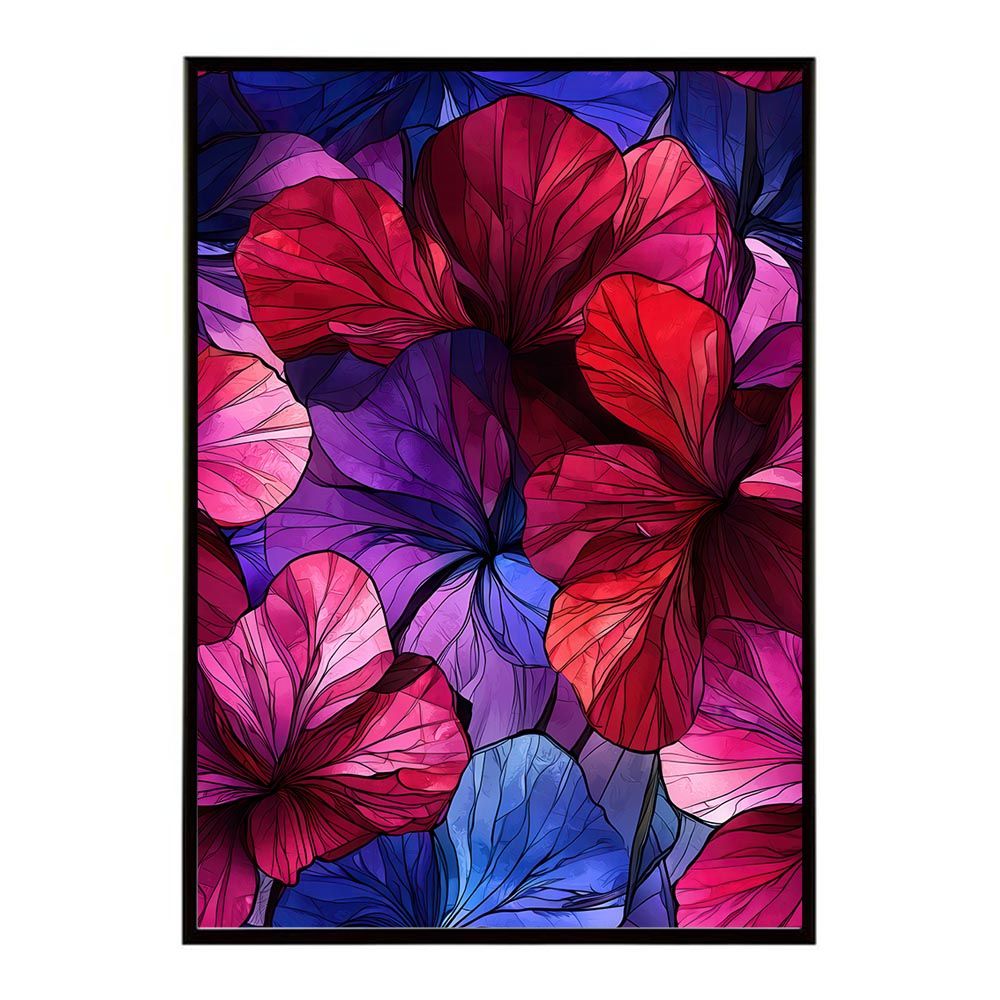 【A2サイズ（約42x59cm）】【lh-poster-11094】アーティスティックフラワー ポスター フレーム付き 花 絵画 アート 画家 名画 コンセプトアート 油絵 水彩画 絵具 インテリア雑貨 壁飾り 北欧風 アート