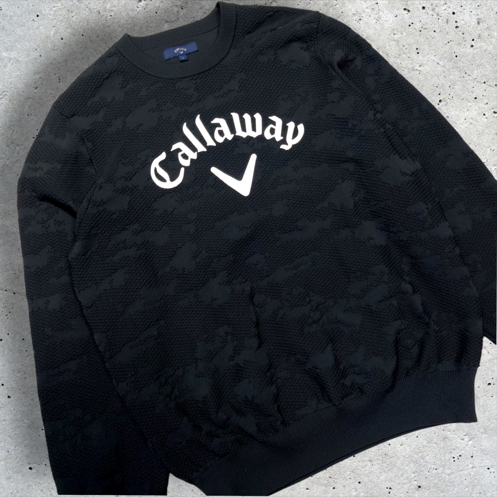 Callaway Golf ジャガードカモ ゴルフニット ロゴニット ブラック メンズ