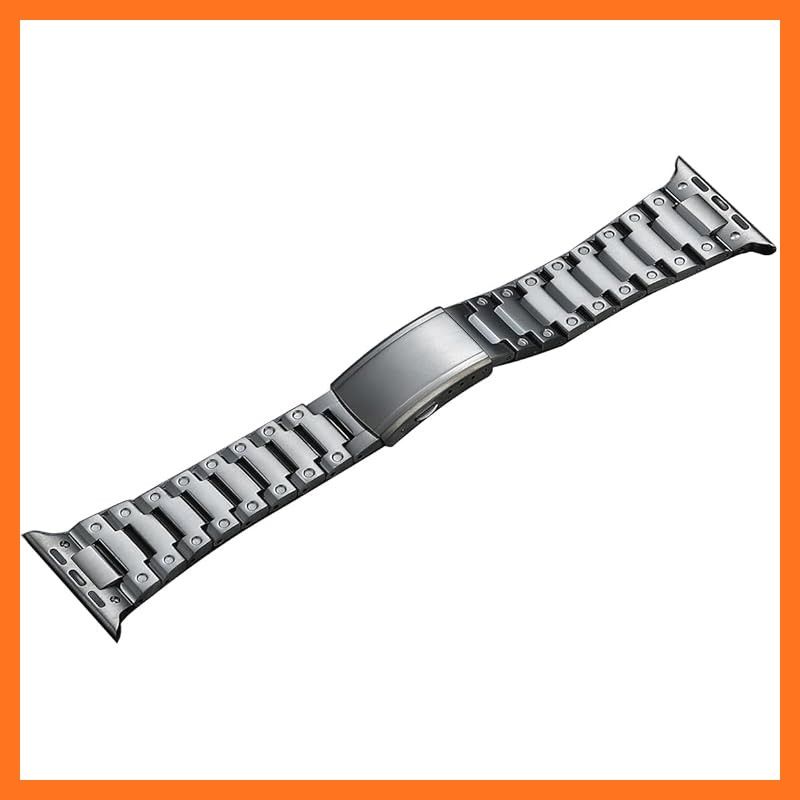 MaKTech チタンバンド 埋め込みバックル付き軽量ツードットメタルブレスレットストラップ Apple Watch 11 10 9 8 7 Ultra 3 2 1 SE 2025 用 46 mm 45 44 49 ブラ 0
