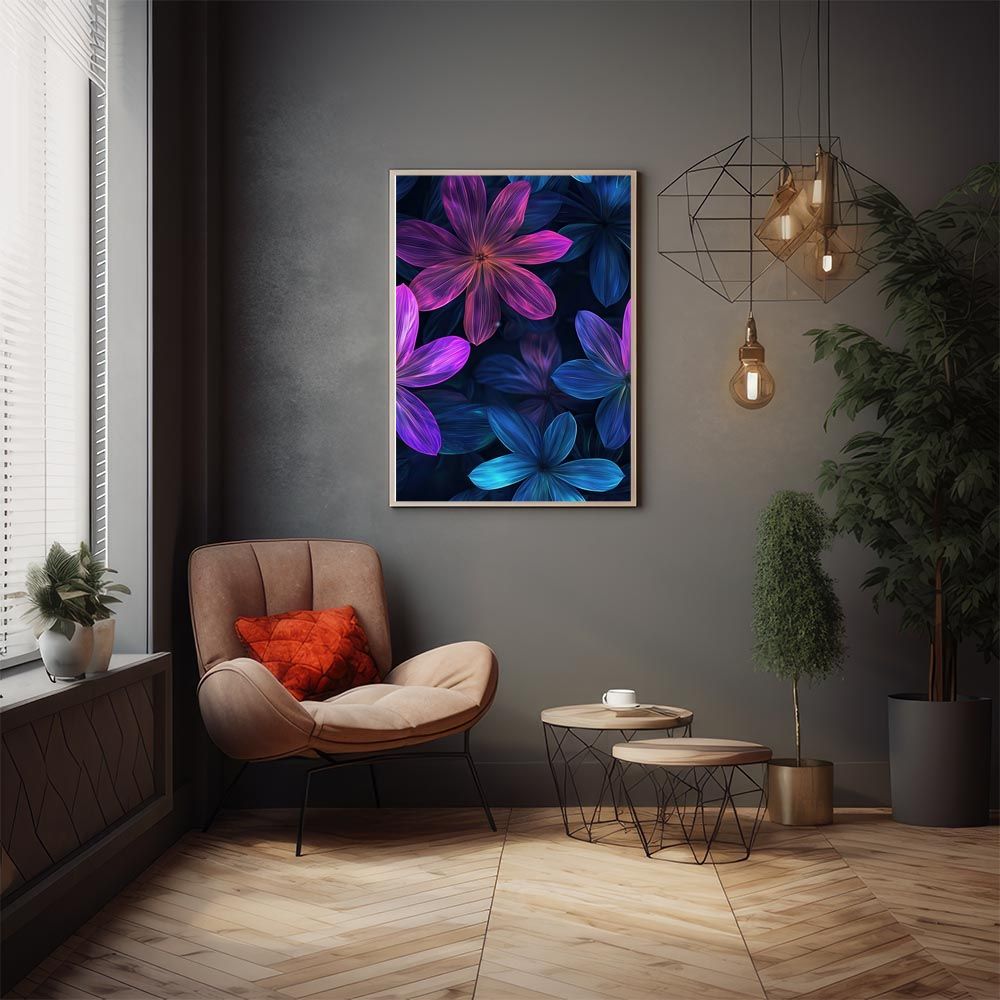 【A2サイズ（約42x59cm）】【lh-poster-11151】アーティスティックフラワー ポスター フレーム付き 花 絵画 アート 画家 名画 コンセプトアート 油絵 水彩画 絵具 インテリア雑貨 壁飾り 北欧風 アート