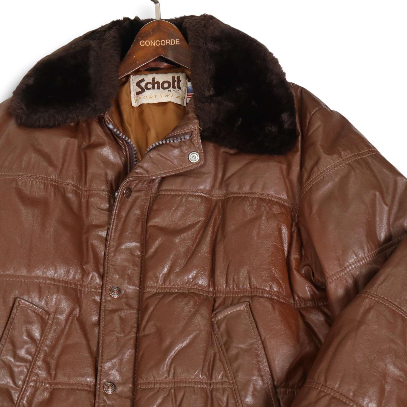 80s~90s USA製☆ schott ショット 秋冬 襟ボア☆ G-1 レザー ボンバー