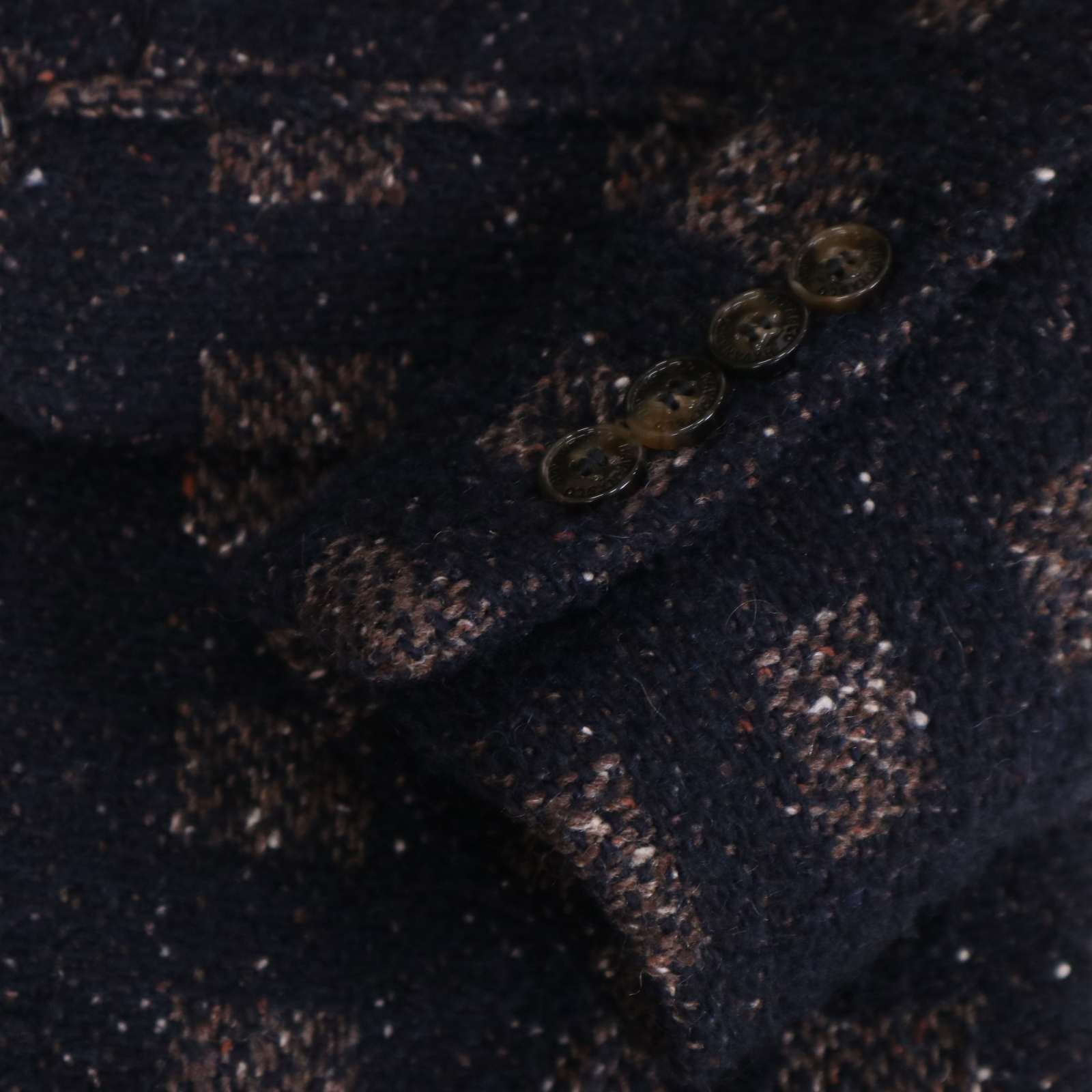 イタリア製★ HAVANA&co. ハバナアンドコー 秋冬 ウール&シルク★ ツイード チェック柄 チェスター コート Sz.48　メンズ 紺 イタリア製☆ HAVANA&co. ハバナアンドコー 秋冬 ウール&シルク