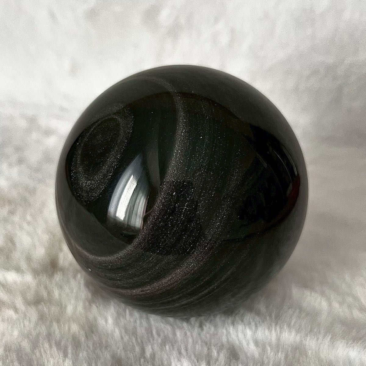 562g シルバーオブシディアン 銀黒曜石 スフィア 原石 浄化 天然石 丸玉 パワーストーン