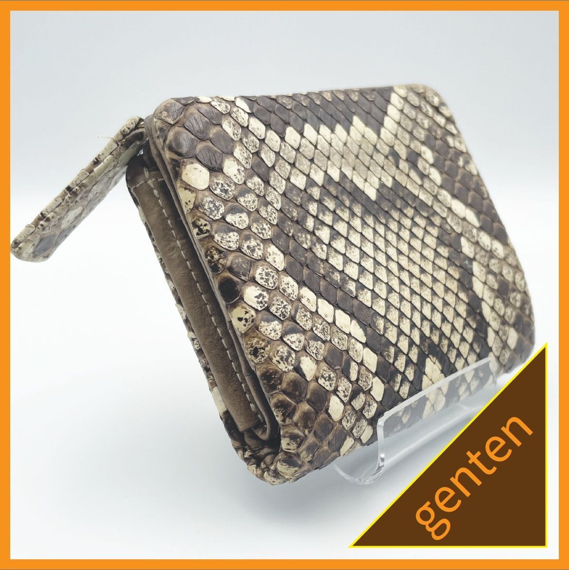 【未使用品】genten ゲンテン パイソン 蛇革 牛革 財布 未使用品】genten ゲンテン パイソン 蛇革 牛革 財布