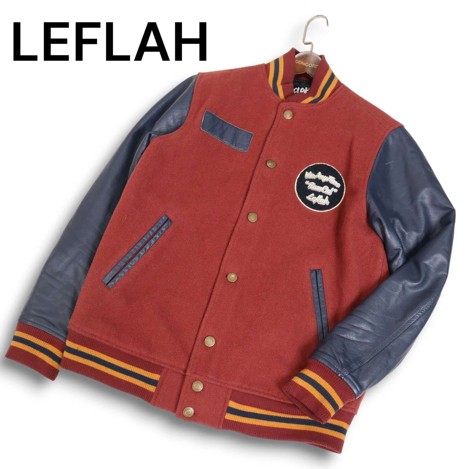 LEFLAH レフラー 秋冬 ロゴ ワッペン☆ 袖革 牛革 カウ レザー