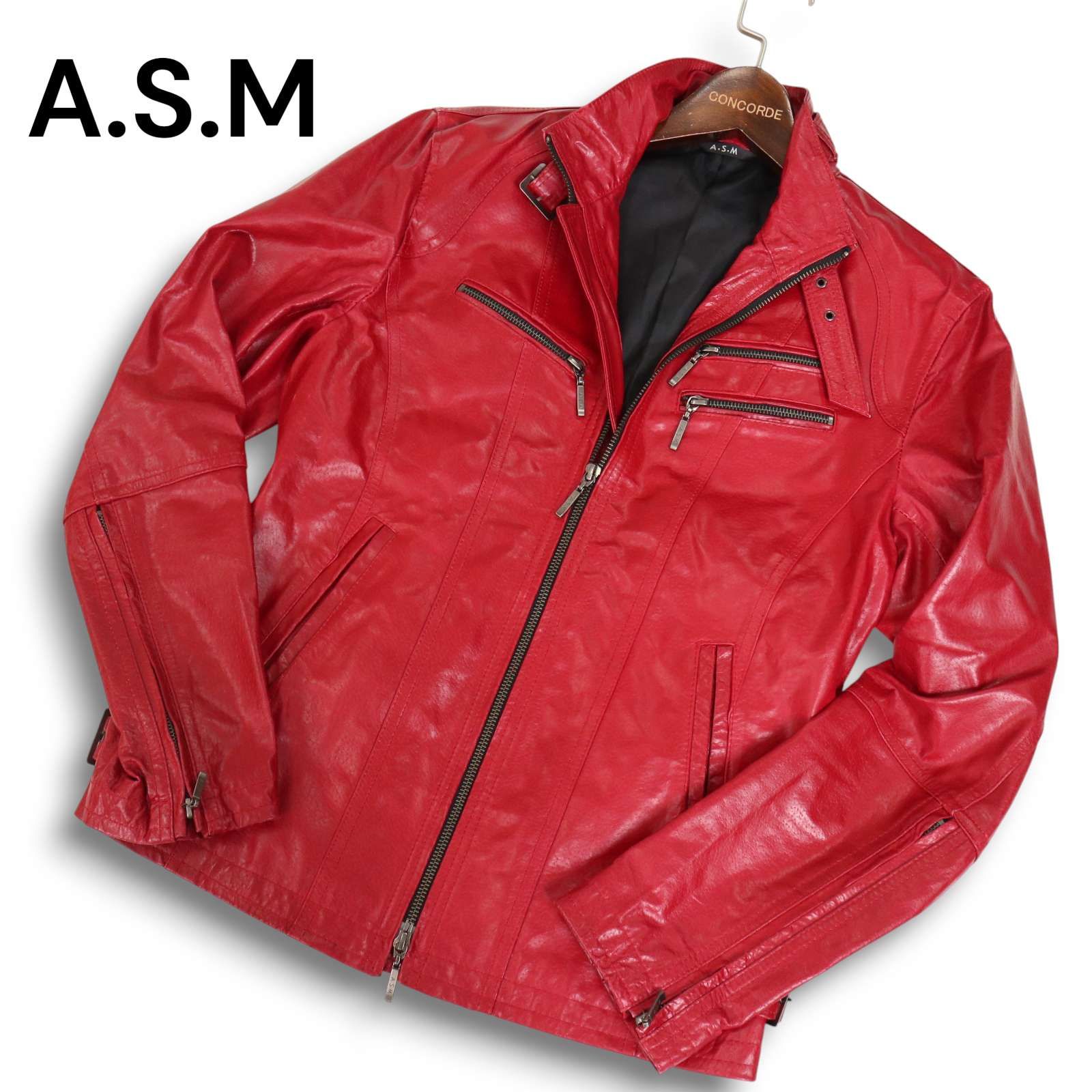 A.S.M アトリエサブ メン 本革☆ リアル レザー シングル ライダース