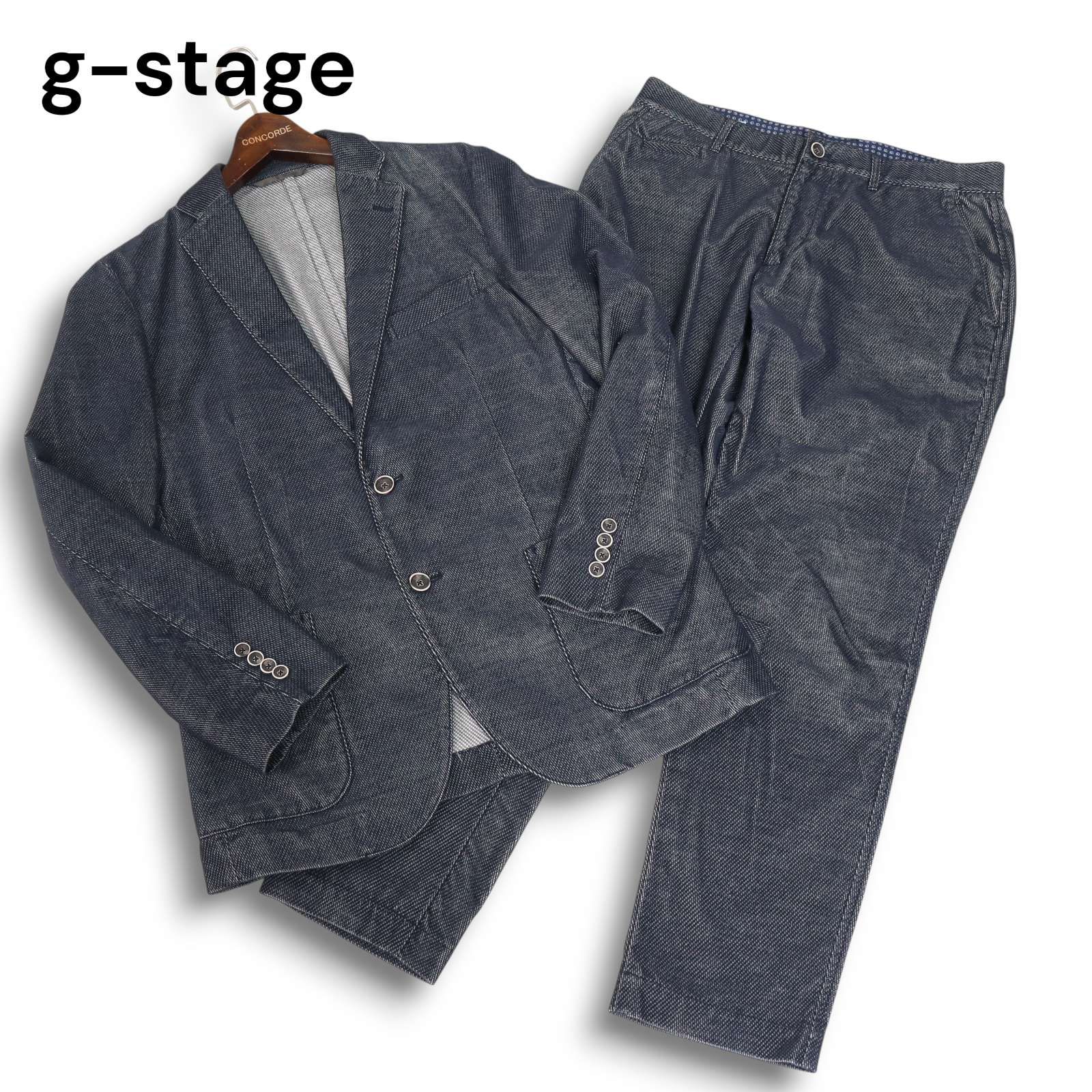 g stage ジーステージ 秋冬 イタリア製 Pontoglio生地 ストレッチ セットアップ スーツ ジャケパン Sz 48 メンズ