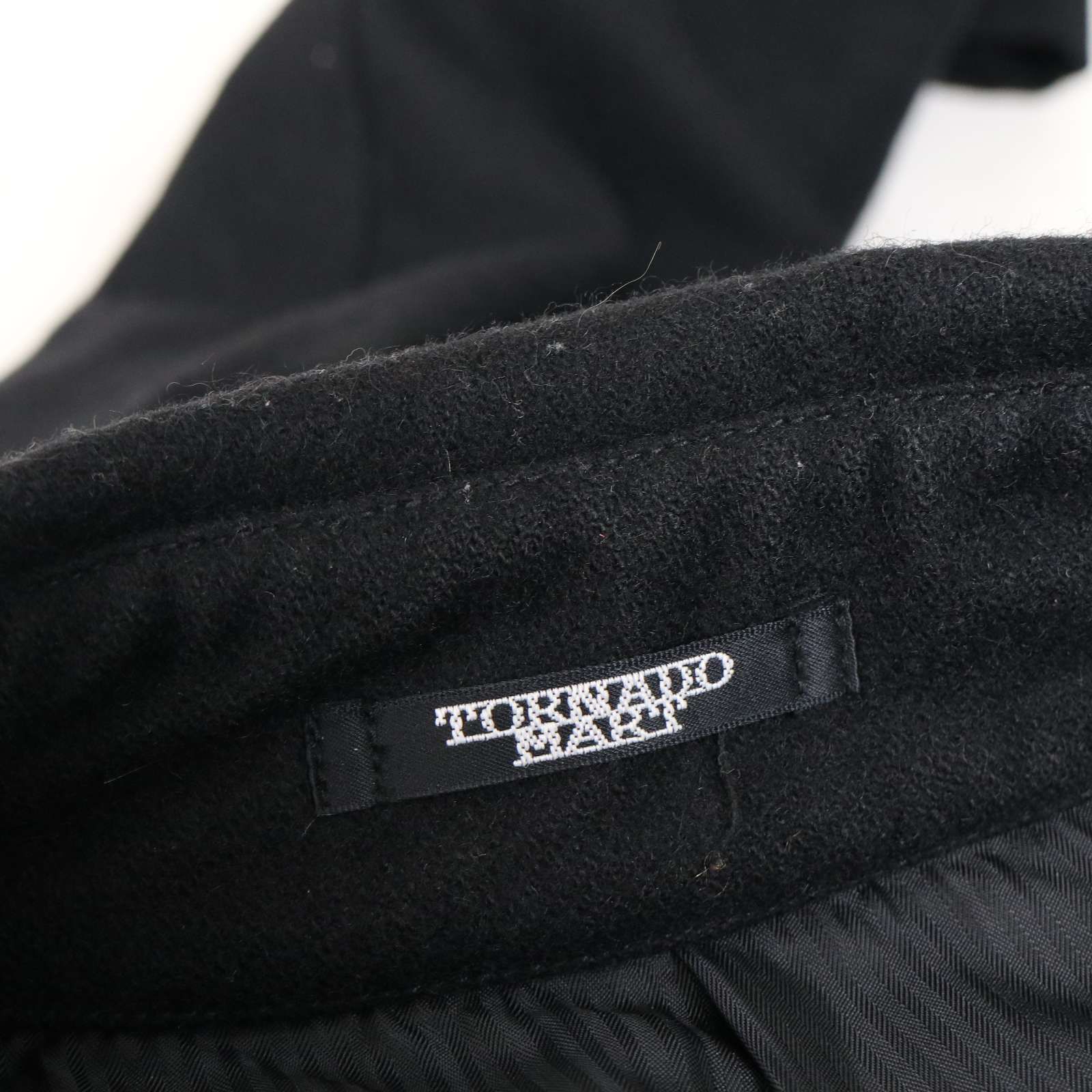 TORNADOMART トルネードマート 秋冬 メルトン ウール ベルテッド シングル トレンチ コート Sz.L　メンズ 黒