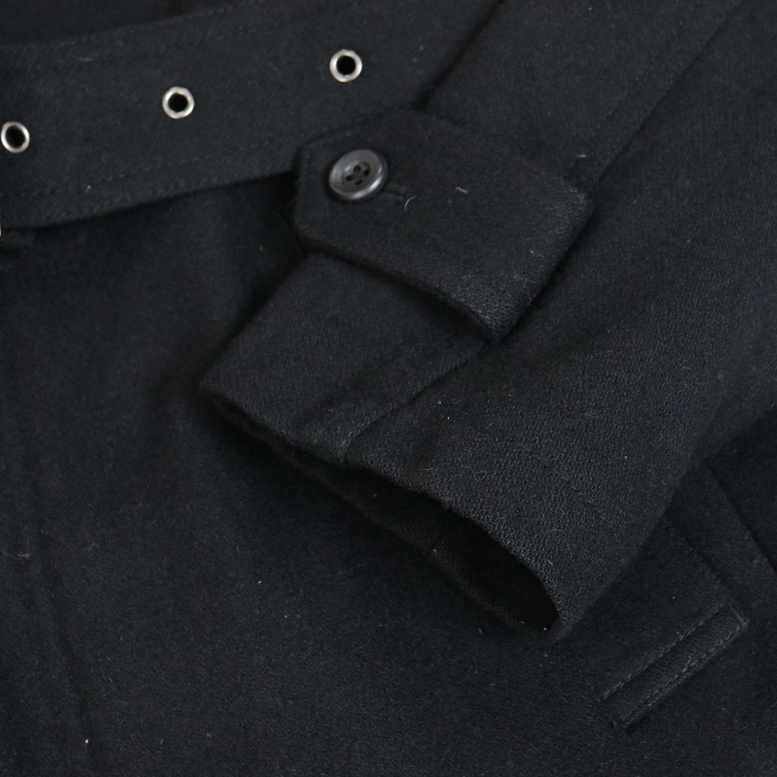 TORNADOMART トルネードマート 秋冬 メルトン ウール ベルテッド シングル トレンチ コート Sz.L　メンズ 黒