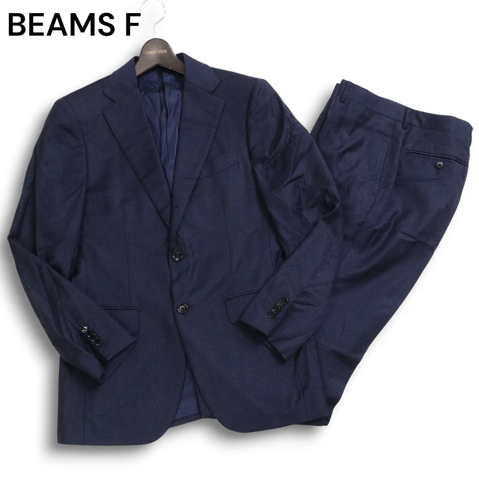 BEAMS F ビームスF 通年 ロロピアーナ ソフトタッチ セットアップ スーツ Sz 46 メンズ ネイビー ビジネス 定価8万