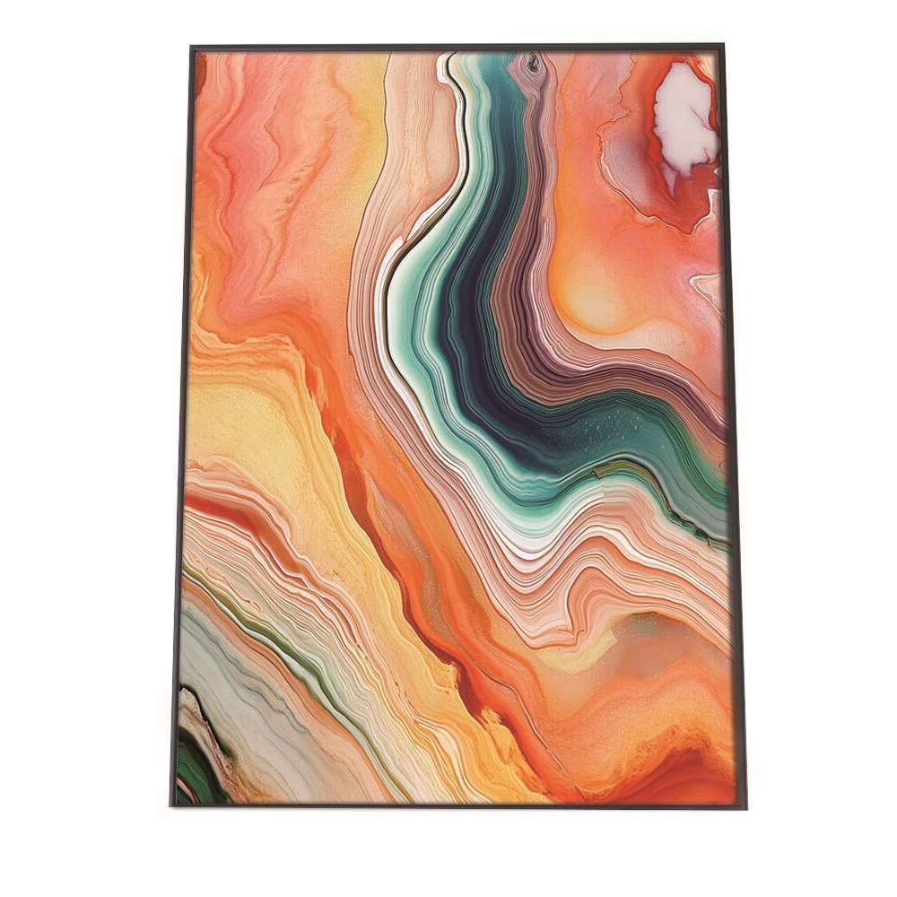 【B2サイズ（約51x73cm）】【lh-poster-1119】アゲートスライス メノウ マーブル 大理石 ポスター フレーム付き パワーストーン ジュエリー 石 琥珀 カラフル