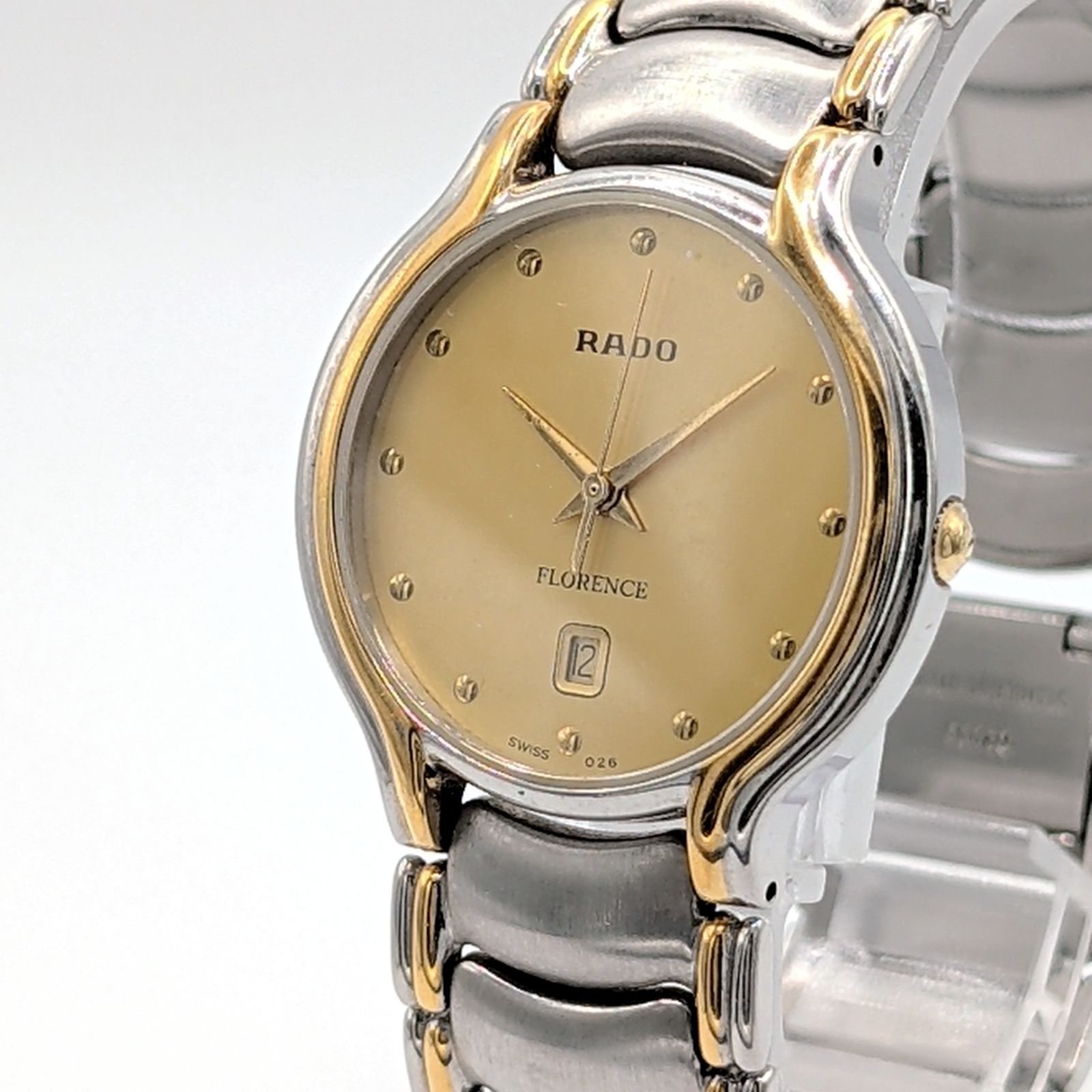 RADO FLORENCE 129.3644.4 Gold Dial Silver Combi Date Y2K 00S