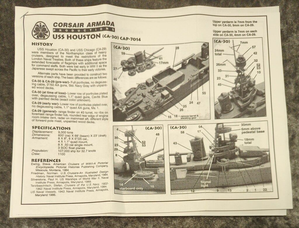  CORSAIR ARMADA レジンキャストキット USS HOUSTON CA 30 CAP 7014 キャラクター 模型 プラモデル
