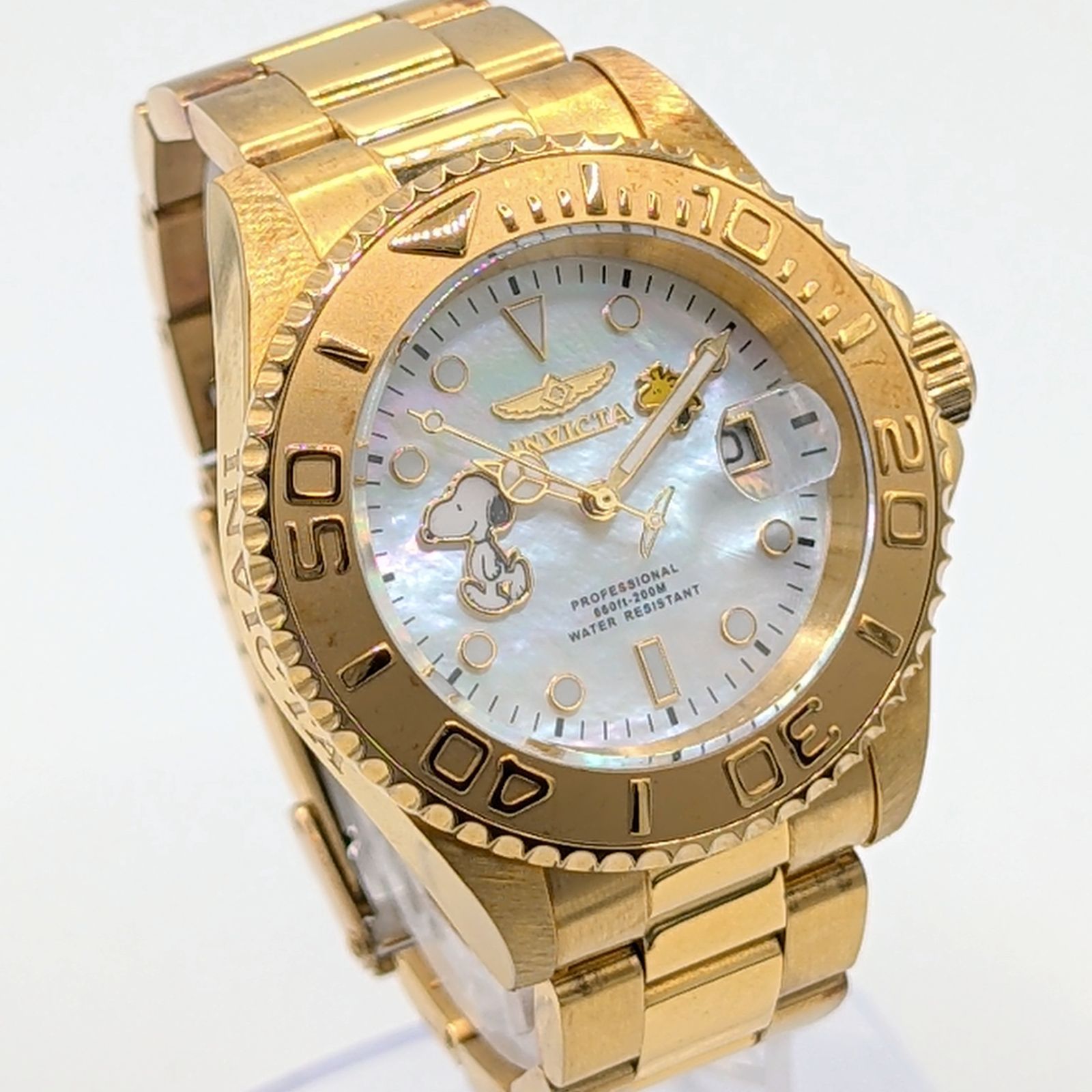 INVICTA Watch Quartz Men's Round Gold SNOOPY Professional Working