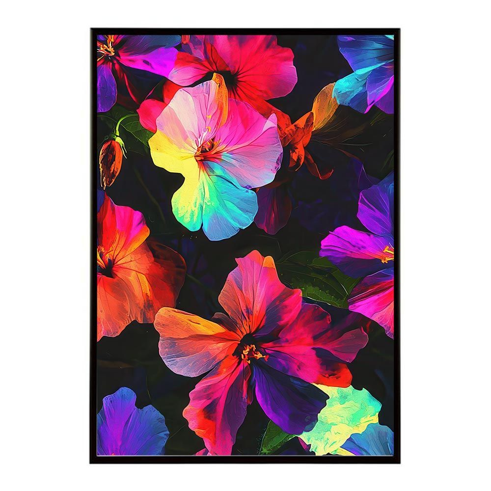 【B2サイズ（約51x73cm）】【lh-poster-11224】アーティスティックフラワー ポスター フレーム付き 花 絵画 アート 画家 名画 コンセプトアート 油絵 水彩画 絵具 インテリア雑貨 壁飾り 北欧風 アート