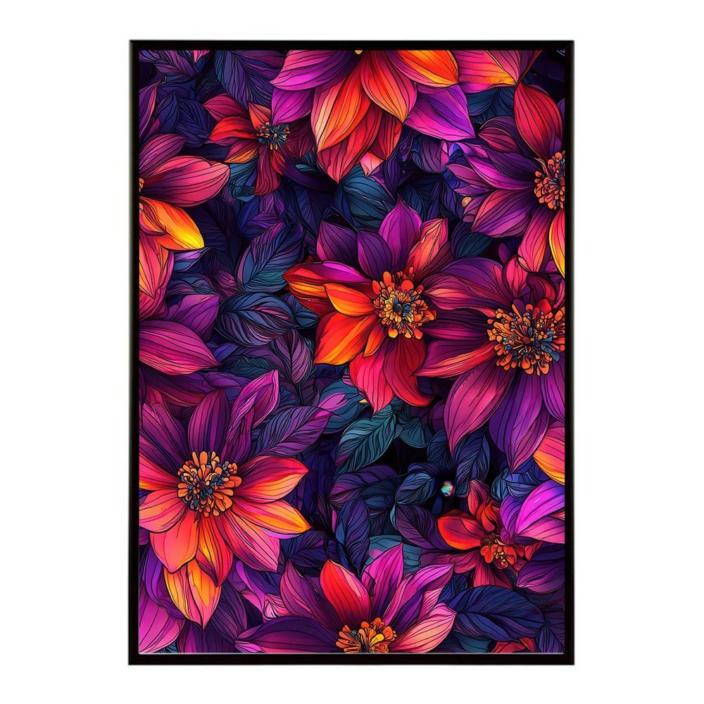 【B2サイズ（約51x73cm）】【lh-poster-11231】アーティスティックフラワー ポスター フレーム付き 花 絵画 アート 画家 名画 コンセプトアート 油絵 水彩画 絵具 インテリア雑貨 壁飾り 北欧風 アート