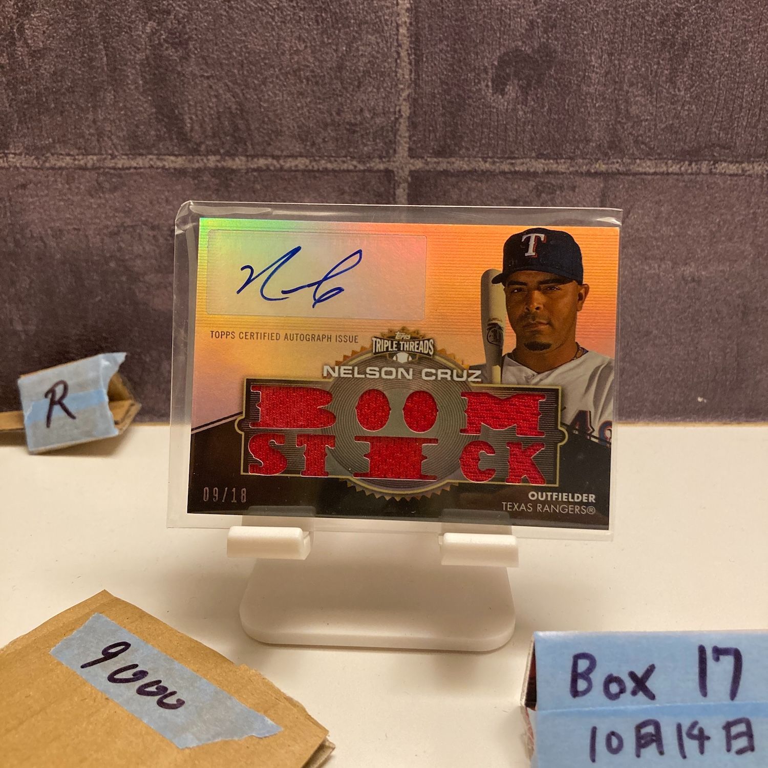 2011 Topps Nelson Cruz 09|18 直筆サインカード Texas Rangers Boom Stick Triple Threads Relic ジャージ Refractor カード