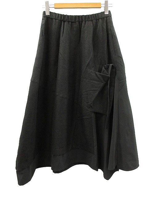 ジウ 慈雨 センソユニコ 変形 ウール スカート 40 ブラック 注文 黒