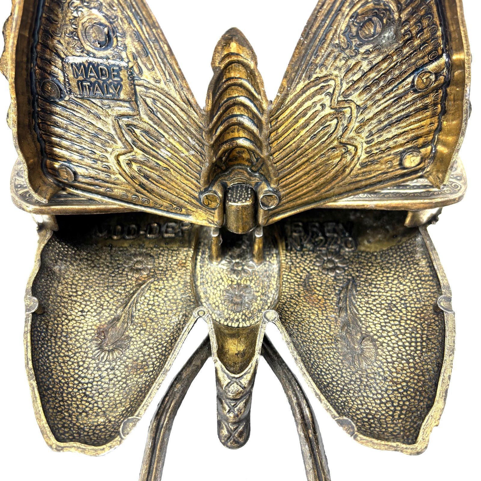 Butterfly】アンティーク調 バタフライ型 真鍮製小物入れ